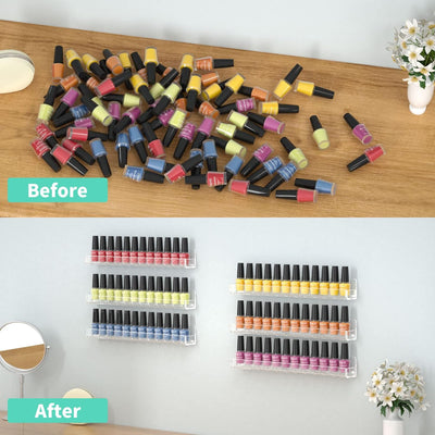 HIIMIEI Nagellack Regal 6 Pcs, Nagellack Organizer Wand, Acryl Nagellack Aufbewahrung Regal bis zu 9