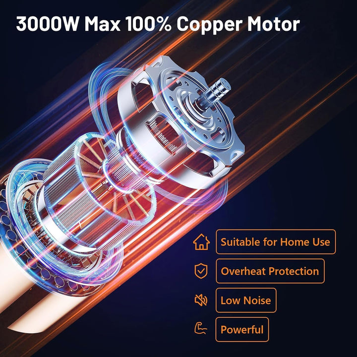 Yabano Fleischwolf Elektrisch, Wurstaufsatz, 3 Edelstahl Loch-Scheiben (3, 5, 7mm), Stopfer, Kebbe-A