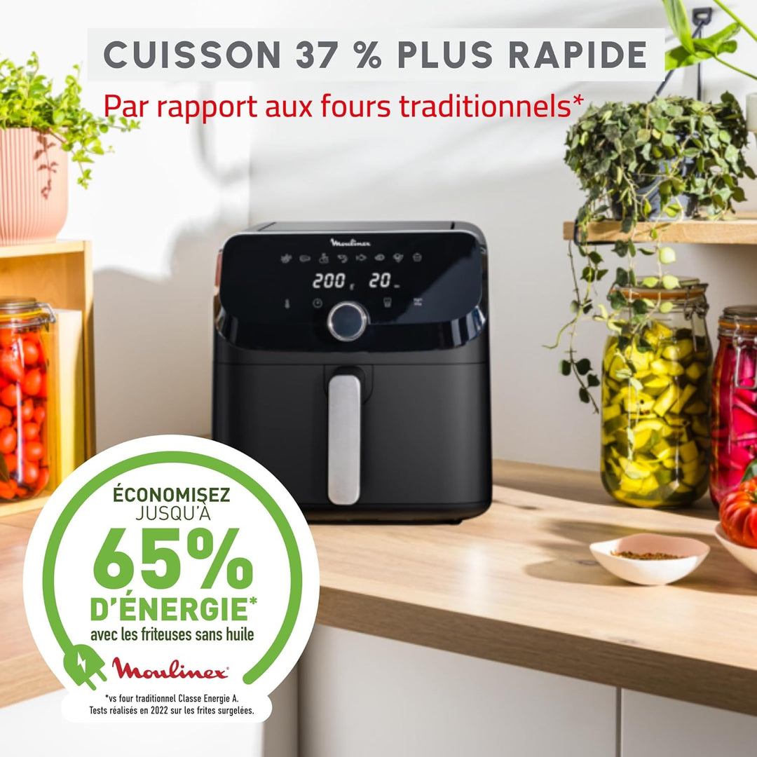 Moulinex Luftfritteuse, sehr grosses Fassungsvermögen von 7,5 l, 8 voreingestellte Programme, kompak