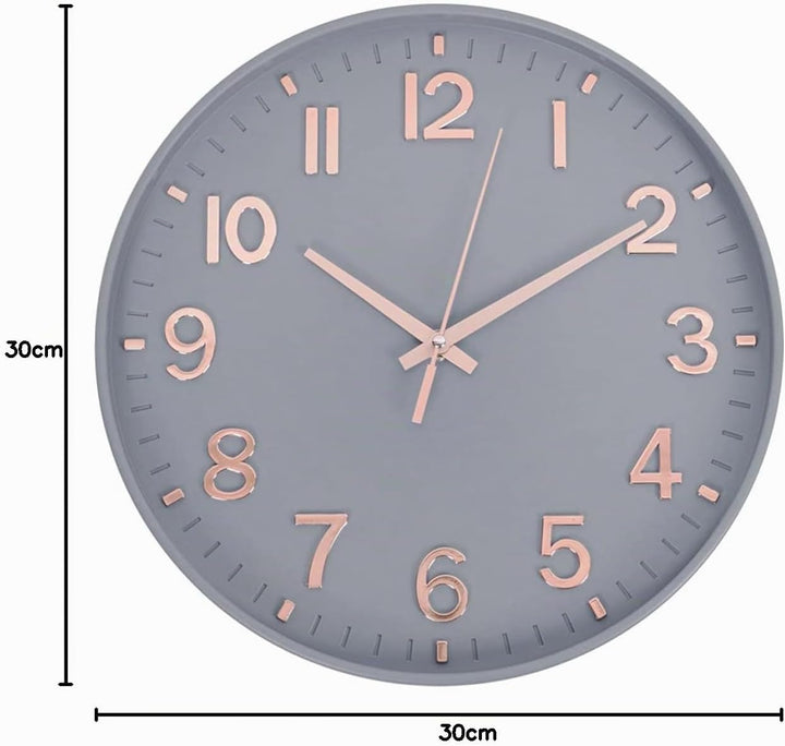 HZDHCLH 30cm Lautlos Wanduhr Schleichende Sekunde mit Arabisch Ziffer ohne Ticken für Dekoration Woh