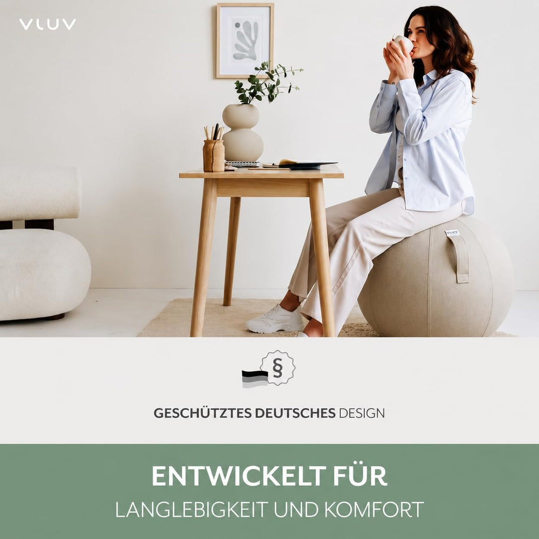 VLUV LEIV Stoff-Sitzball 60cm - 65cm Stone, 60cm - 65cm Stone