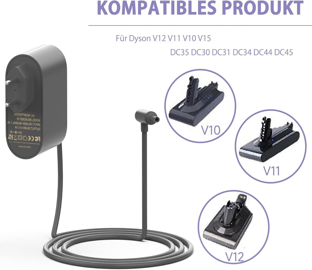 shefor 30.45V LadeKabel Netzteil Kompatibel mit Dyson V12 V10 V11 V15 SV12 SV14 SV15 SV16 SV20 SV22