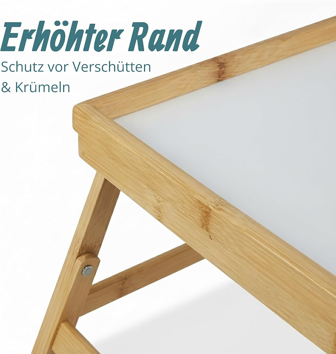 Relaxdays Betttablett Bambus, faltbar, Serviertablett für Frühstück im Bett mit klappbaren Beinen al