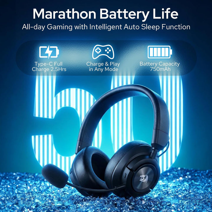 Redragon H889 Kabelloses Gaming-Headset 4-in-1 (2,4 GHz/BT/USB/3,5 mm), 51 h Akkulaufzeit, Laden wäh