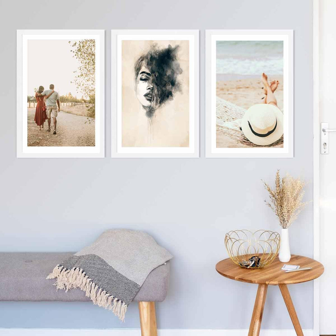 PHOTOLINI Bilderrahmen 40x60 Weiss Holz MDF, 3er Set breite 40x60 cm Bilderrahmen mit bruchsicheres