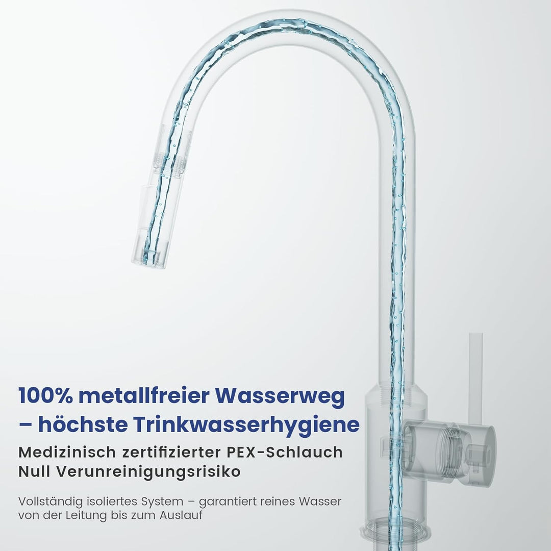CECIPA Wasserhahn Küche Schwarz, Hochdruck Küchenarmatur mit Brause Ausziehbar Armatur, Mischbatteri