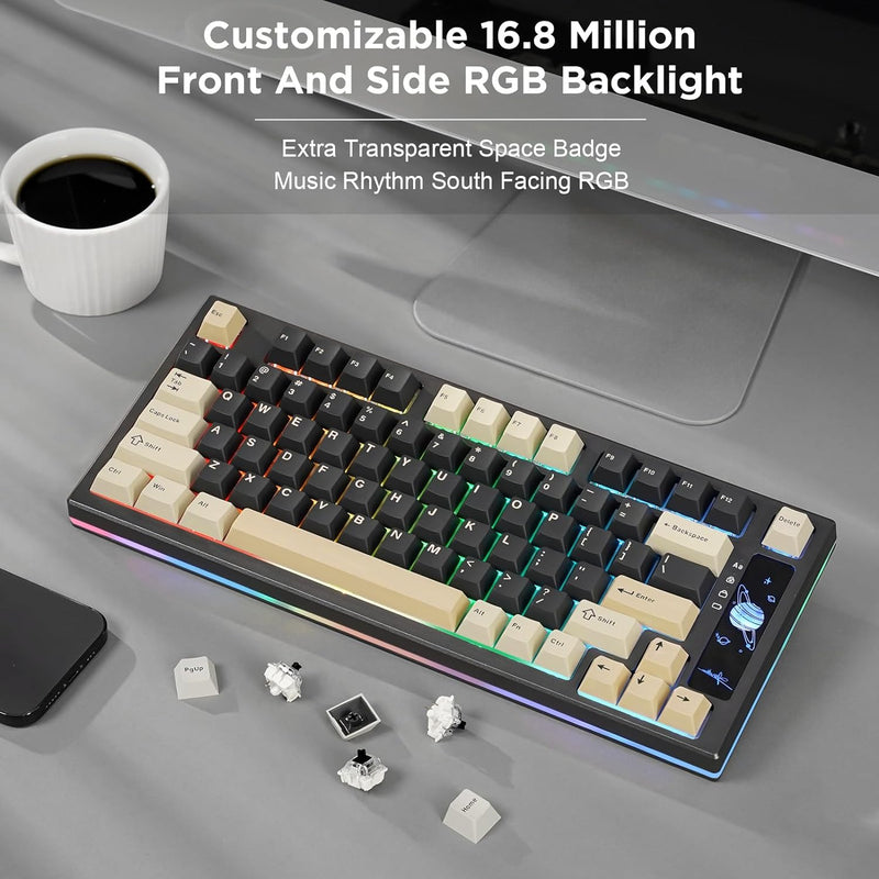 YUNZII YZ75 75% Hot-Swappable Wireless Gaming Mechanische Tastatur, RGB-Hintergrundbeleuchtung, BT5.