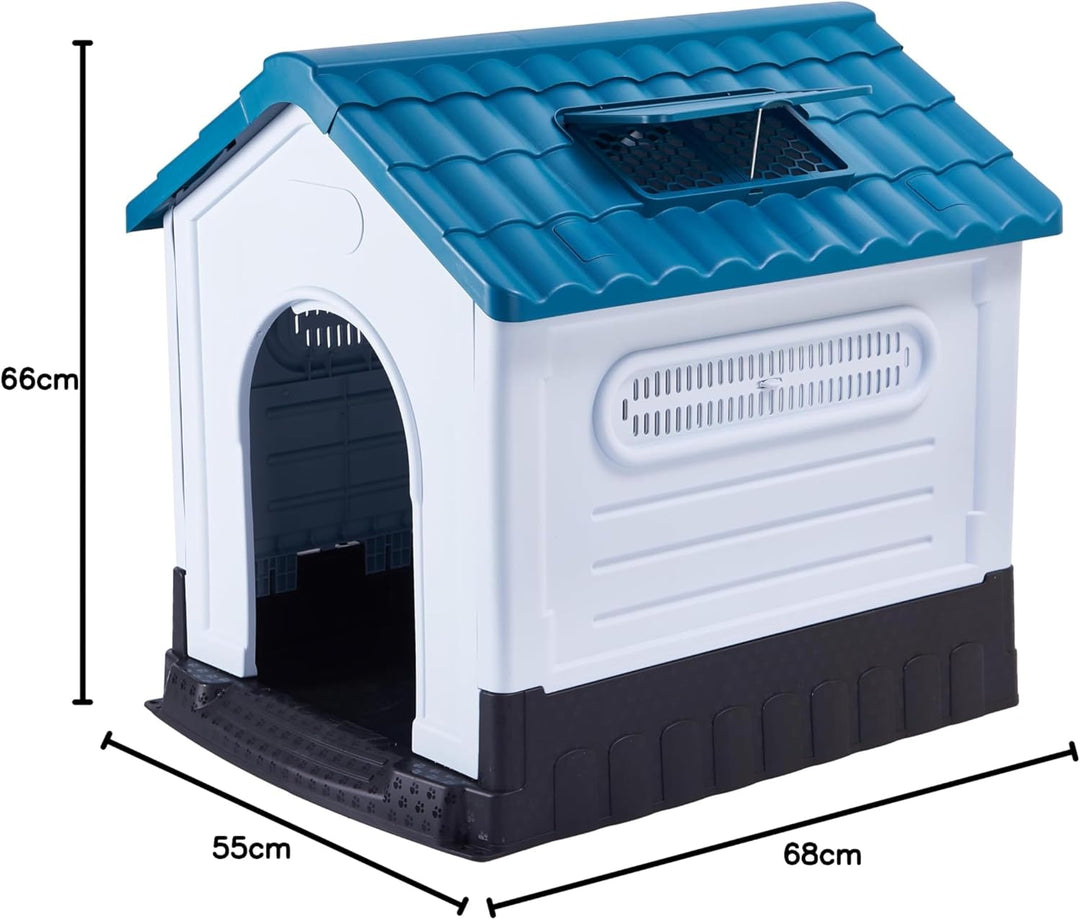 Lanco – Hundehütte für kleine Hunde mit verstellbarem Schiebedach. Innen- und Aussenbereich mit Belü