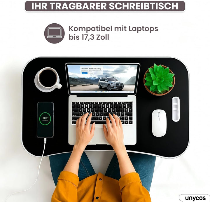 unycos - Klappbarer Laptoptisch, Betttablett, Leseständer, Computertisch, Frühstückstablett, Beistel