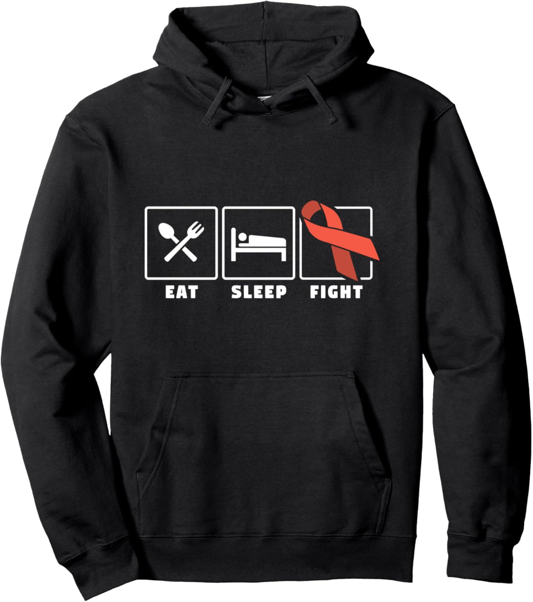 Eat sleep fight peach ribbon uterine cancer awareness Pullover Hoodie