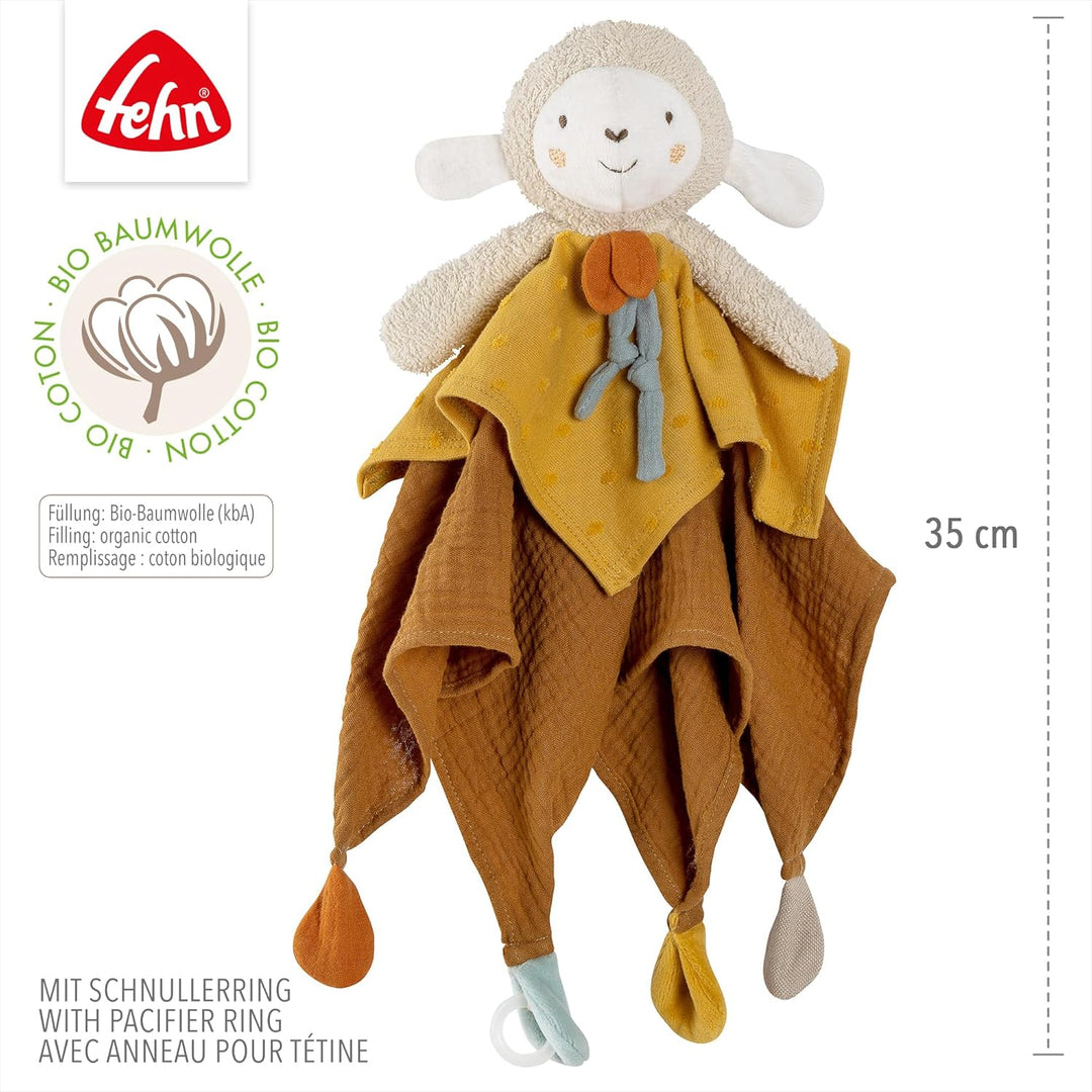 Fehn Schmusetuch Schaf fehnNATUR - Spielkamerad & Stofftier-Schnuffeltuch mit Baumwolle aus kontroll