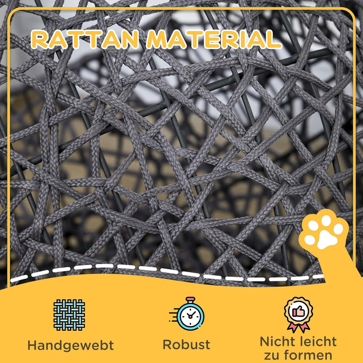 PawHut Katzenkorb, Katzenhöhle mit Kissen, Katzenhütte aus Polyester-Seil, Katzenbett mit Zylindrisc