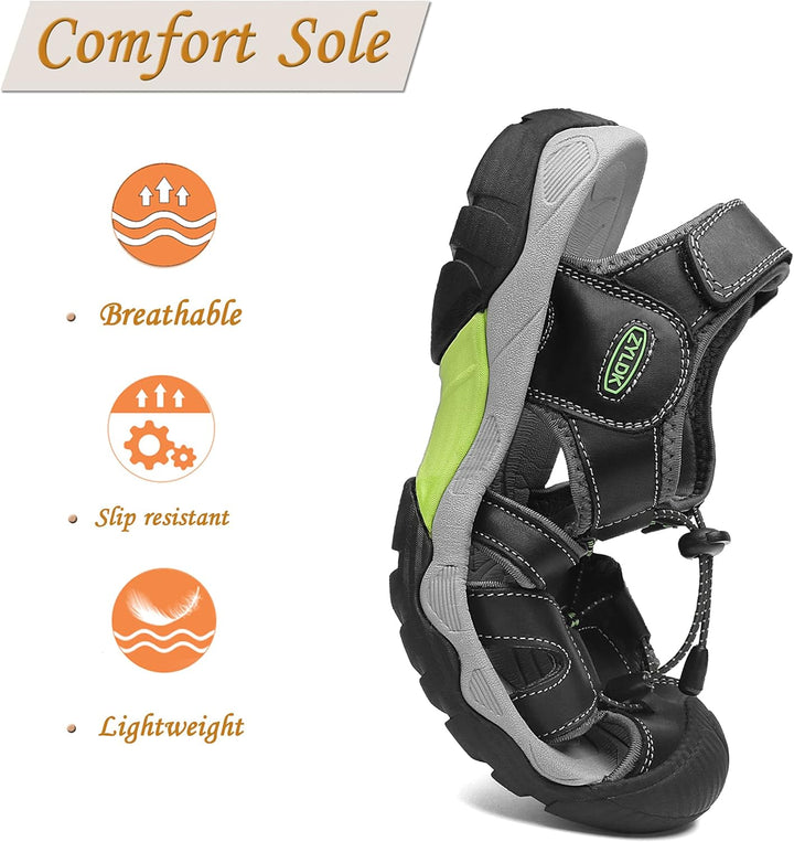 ZYLDK Herren Sandalen Leder Strand Trekkingsandalen Outdoorschuhe Sommer Wanderschuhe Männer Sport-O