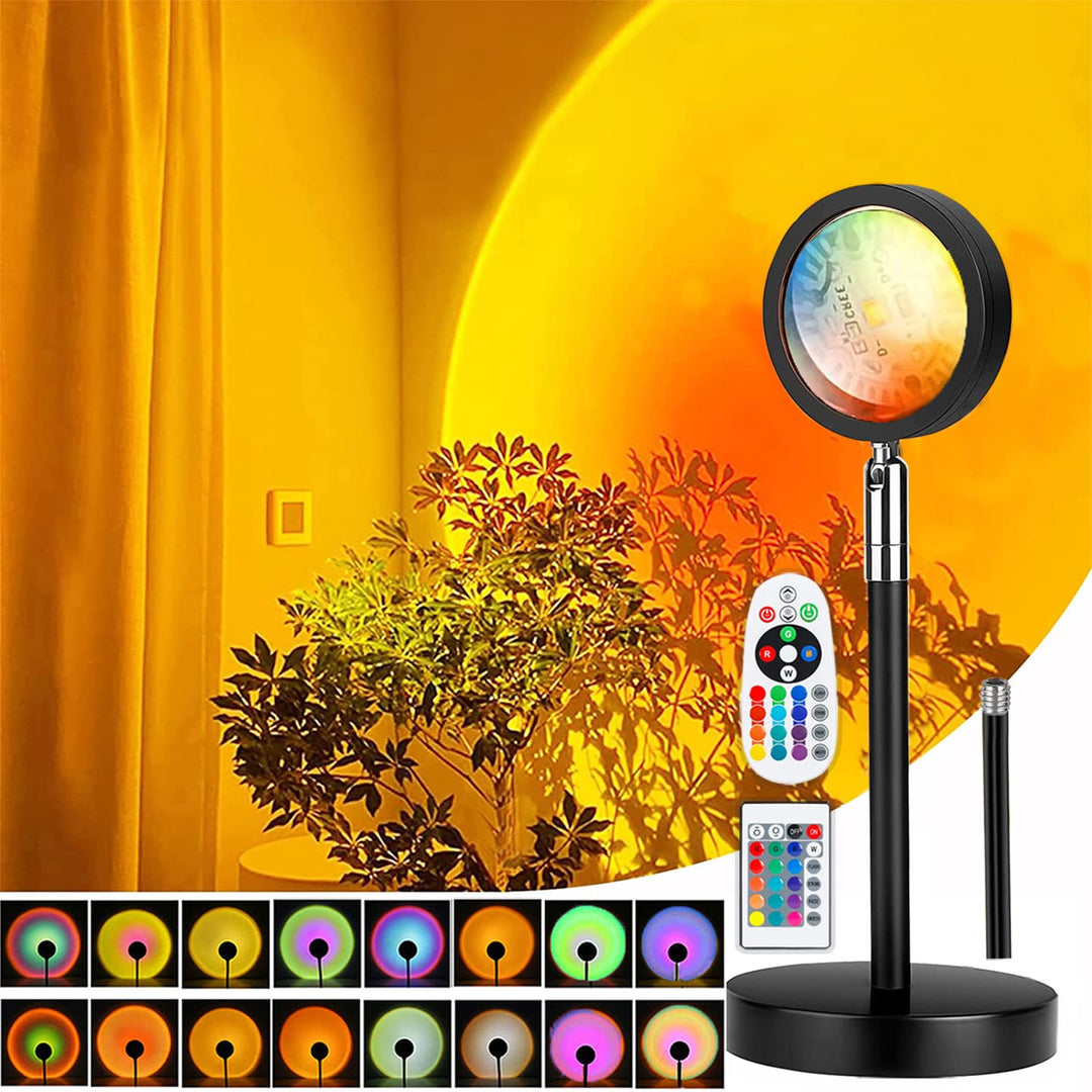 Sunset Lamp,Sonnenuntergang Lampe mit USB,Höhenverstellbar LED Nachtlicht Rainbow Light 24 Farben Zw