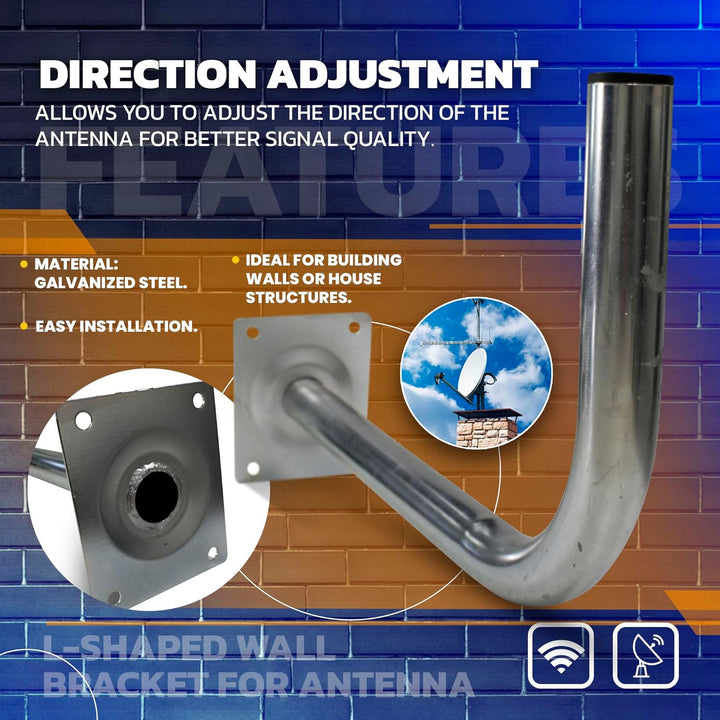 DOJA Barcelona | Wand SAT Halterung | Packung 1 | L-förmiger Wand Antennenmast | Ø 38mm | 50 X 24cm
