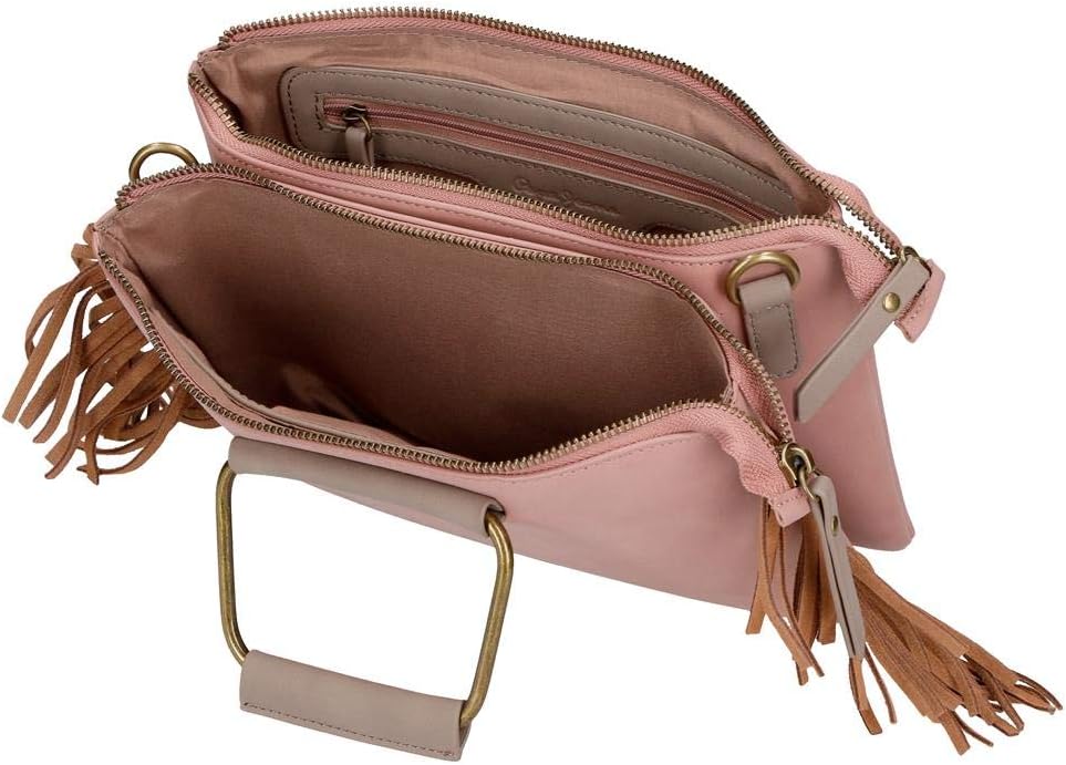 Pepe Jeans Fringe Brieftasche Handtasche Rosa 25X17 cms Synthetisches Leder Umhängetasche Nude, Umhä