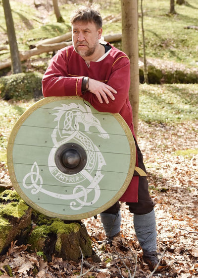 Battle-Merchant | Rundschild mit Fenrir-Motiv | handbemalter Wikingerschild aus Holz | 80cm (31,5 Zo