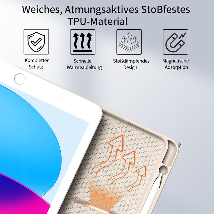 hülle mit Tastatur für iPad 9/8/7 Generation (2021/2020/2019) 10,2 Zoll, weiche TPU-Rückseite mit St