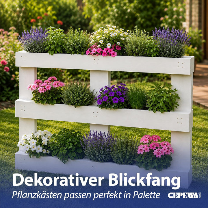 Cepewa Pflanzkasten passend für Europaletten 24er Set aus Zink Pflanzkübel (1 x 24er Set Pflanzkaste