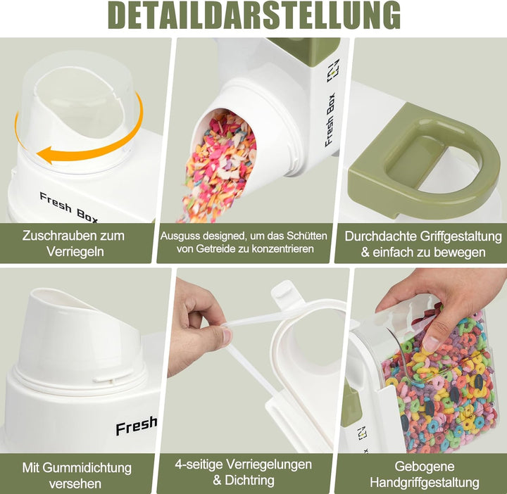 HQEUZ Vorratsdose 2.5L Luftdicht Müslidose, Schüttdose Aufbewahrungsbox mit Messbecher für Lebensmit