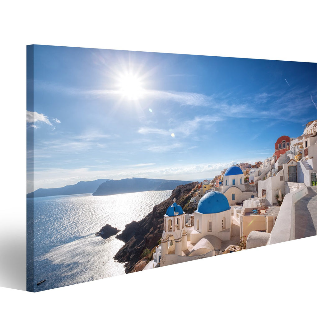 Bild auf Leinwand Oia Dorf In Santorini Island Griechenland Wandbild Poster Kunstdruck Bilder Format