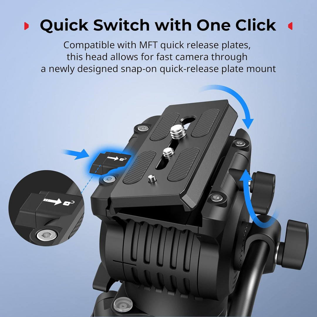 SMALLRIG 73''/186cm Heavy-Duty Videostativ aus Aluminiumlegierung, Max. Tragkraft 8kg (18 lbs), Gewi