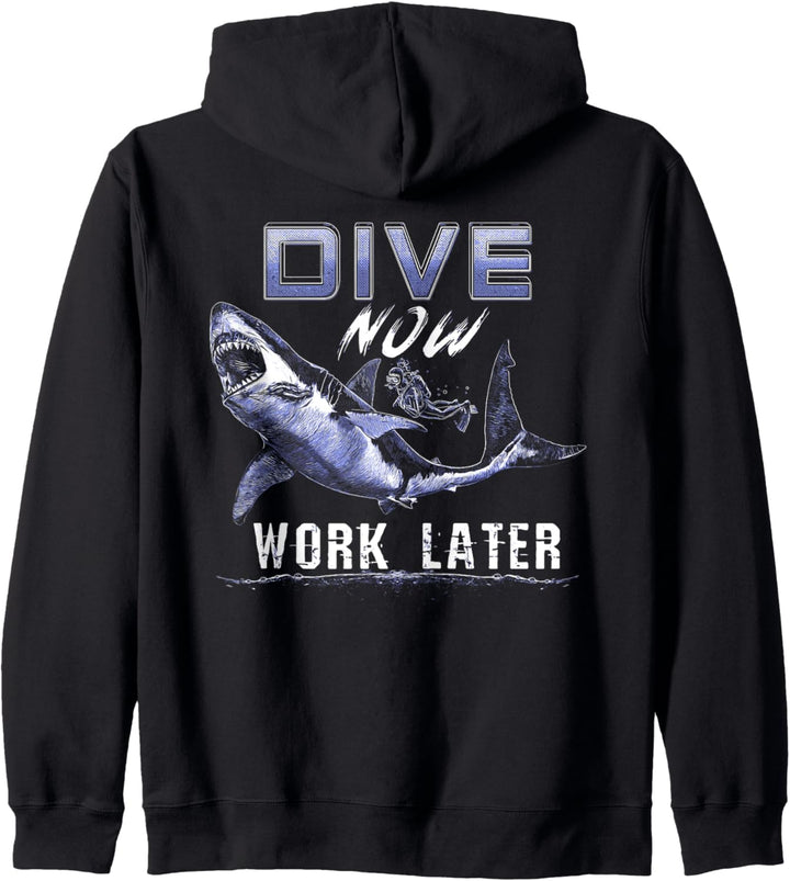 Dive Now Work Later Scuba Diver Water Kapuzenjacke