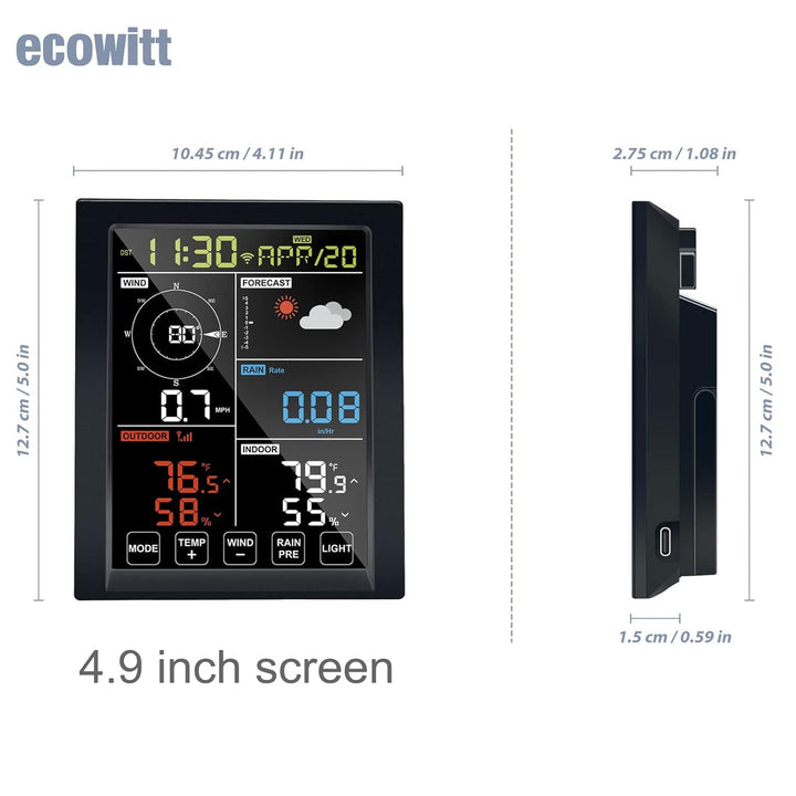 ECOWITT Wetterstation WN1980, 5 in 1 Wireless Outdoor Wetterstation Sensor WN67 (nicht Solarbetriebe