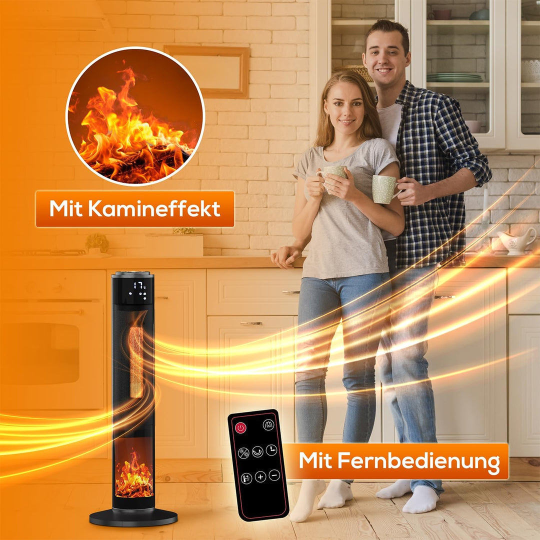 Tronitechnik® Heizlüfter Turmheizstrahler 1000 / 2000W Heizstrahler Standheizstrahler mit Fernbedien