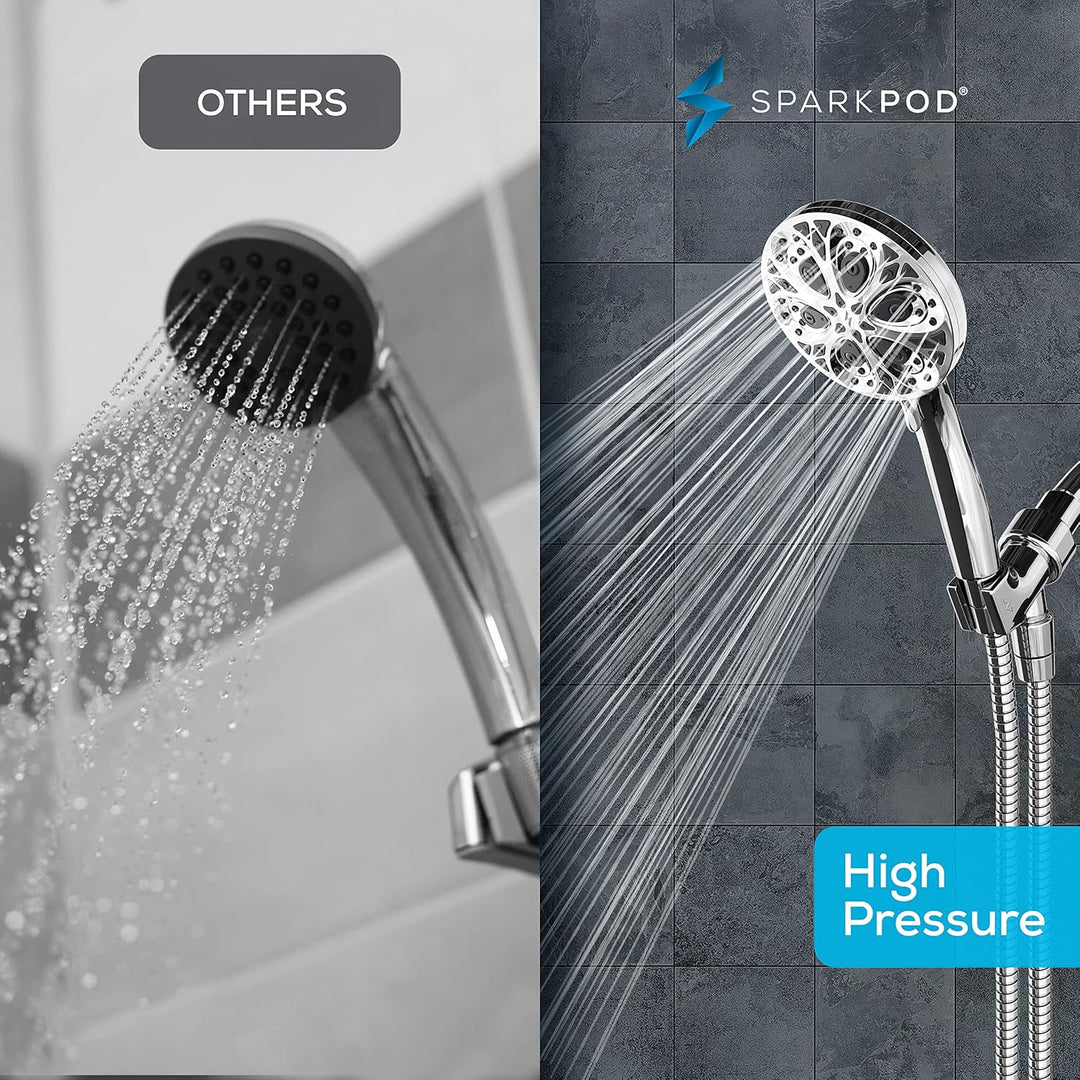 Sparkpod 10-Setting High Pressure Shower Head - Luxury 5" High Flow Hand Held Shower Head with High