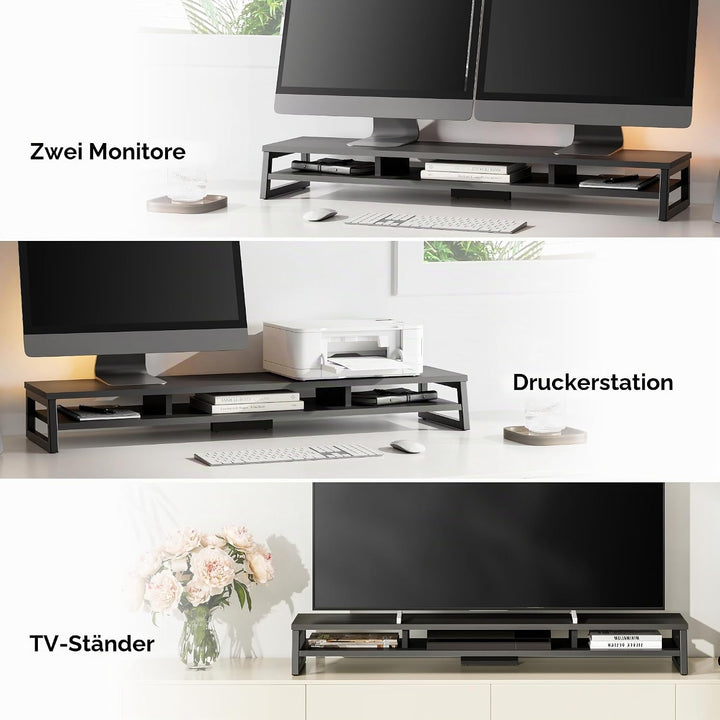 Fenge Dual Monitorständer Riser 108cm Grosse Computer Bildschirmständer für PC/Laptop/Fax/Drucker/TV
