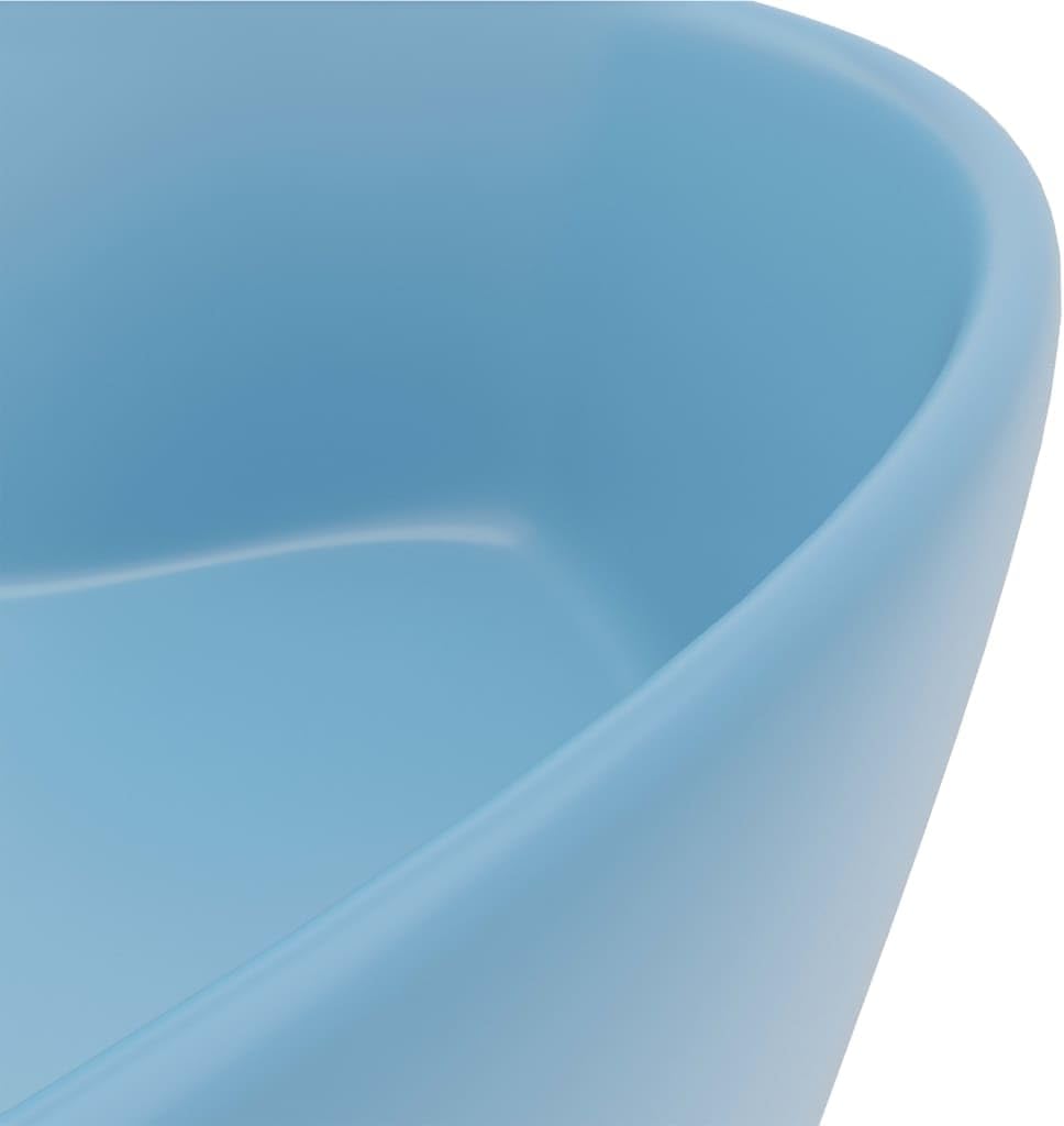 vidaXL Luxus Waschbecken mit Überlauf matt hellblau 36x13cm Keramik Hellblau, Matt, Hellblau, Matt