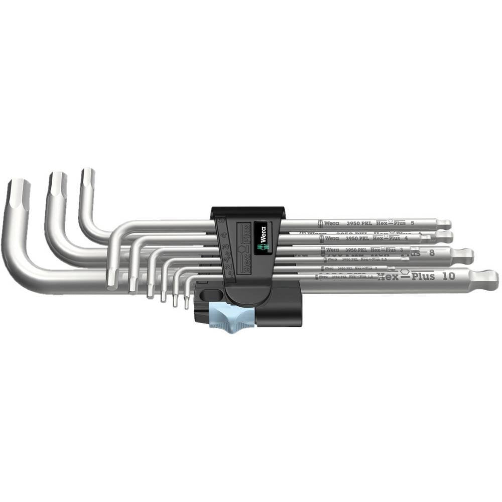 Wera 3950 PKL/9 Winkelschlüsselsatz, metrisch, Edelstahl, 9-teilig, Schwarz/Silber, Einheitsgrösse,