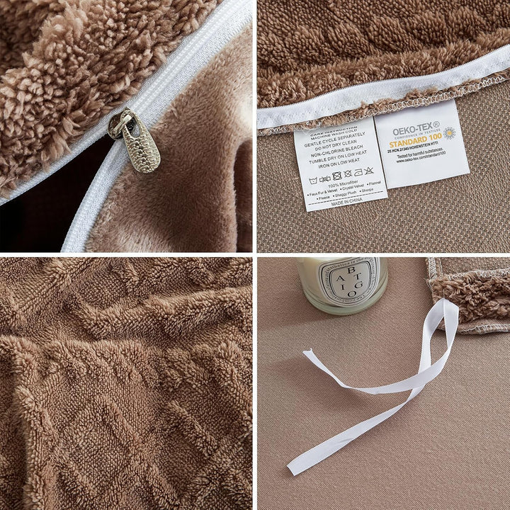 Freyamy Plüsch Bettwäsche 135x200 4tlg Warme,Romantisch Khaki Bettwäsche Getuftet Boho,Flauschig Ted