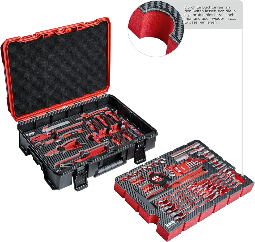 kwb Werkzeugkoffer / Werkzeug-Set, 80-teilig, Einhell E-Case-kompatibel, robust und hochwertig, idea