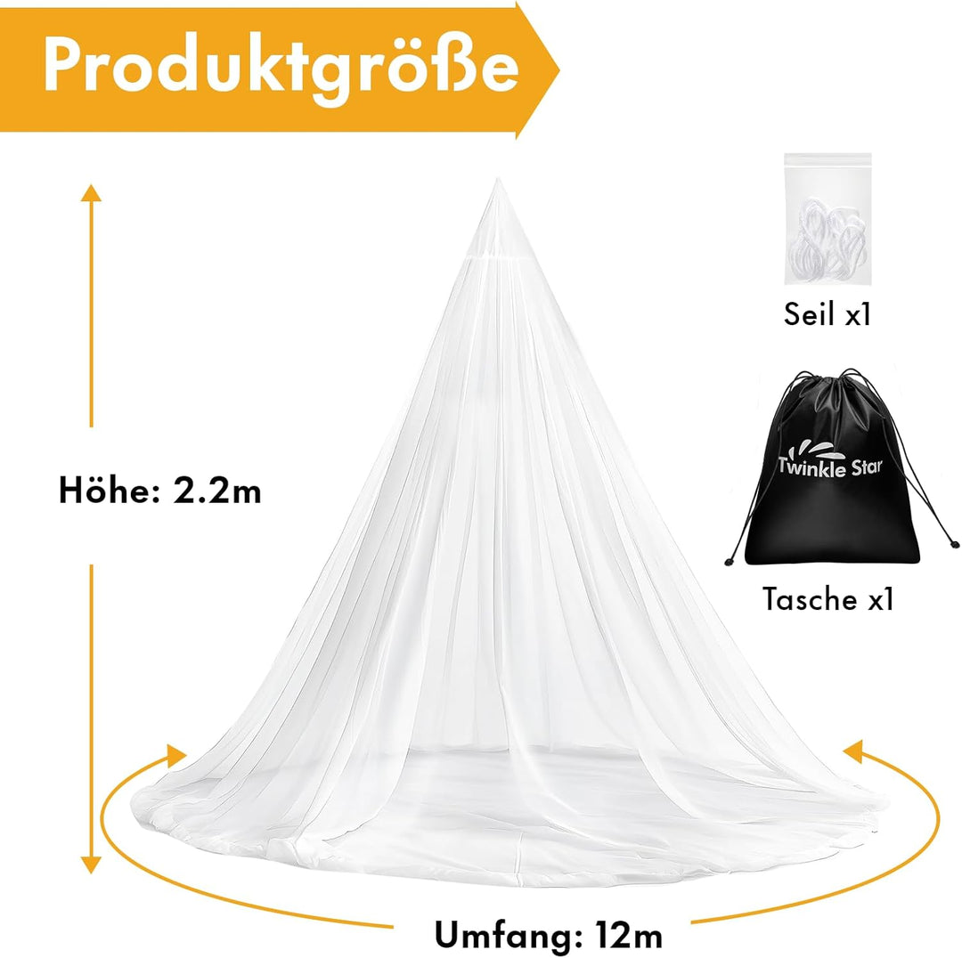 Twinkle Star Moskitonetz Reise mit Reisetasche und Aufhänge-Seil, Öffnungsdesign Mückennetz, 2,2m ho