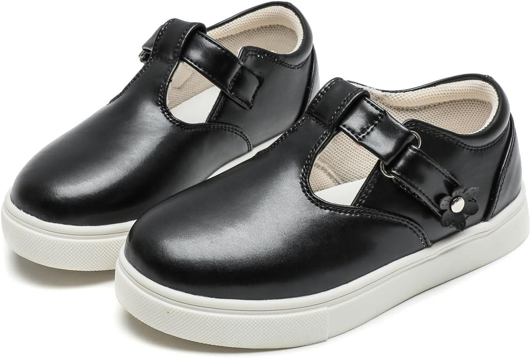 Mädchen T-Spangen Mary Jane Ballerinas Taufschuhe, Schwarz