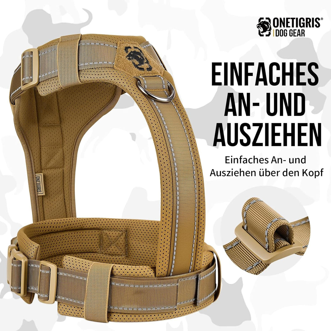 OneTigris Hundegeschirr, Diesel Einstellbar Taktisches Geschirr Weich Gepolstert Brustgeschirr für m