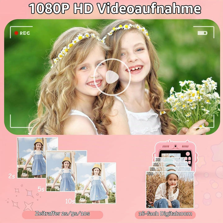 Kinderkamera Sofortbildkamera, 1080P HD Digitalkamera für Kinder mit 2,4 Zoll &amp; 32G Karte, Sofortbil