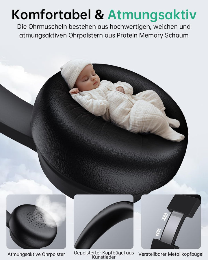 syndesmos Headset mit Mikrofon Bluetooth, Verstellbares Kopfband Headset PC, Unterstützt 2,4 G/Bluet
