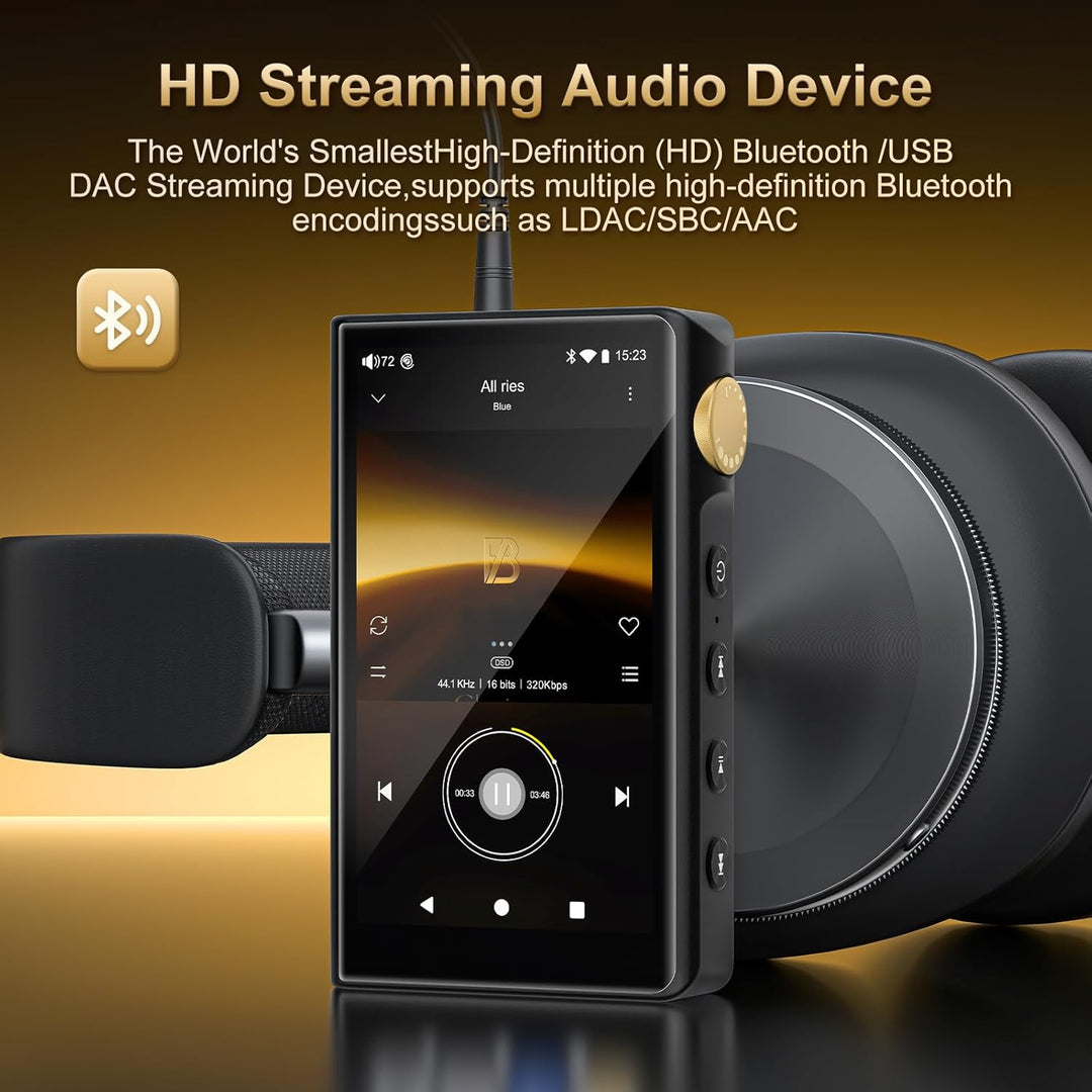 HiFi MP3 Player mit Bluetooth und WiFi, ZAQE Android 12 Hi-Res Music Player, Lossless DSD DAC Flac,
