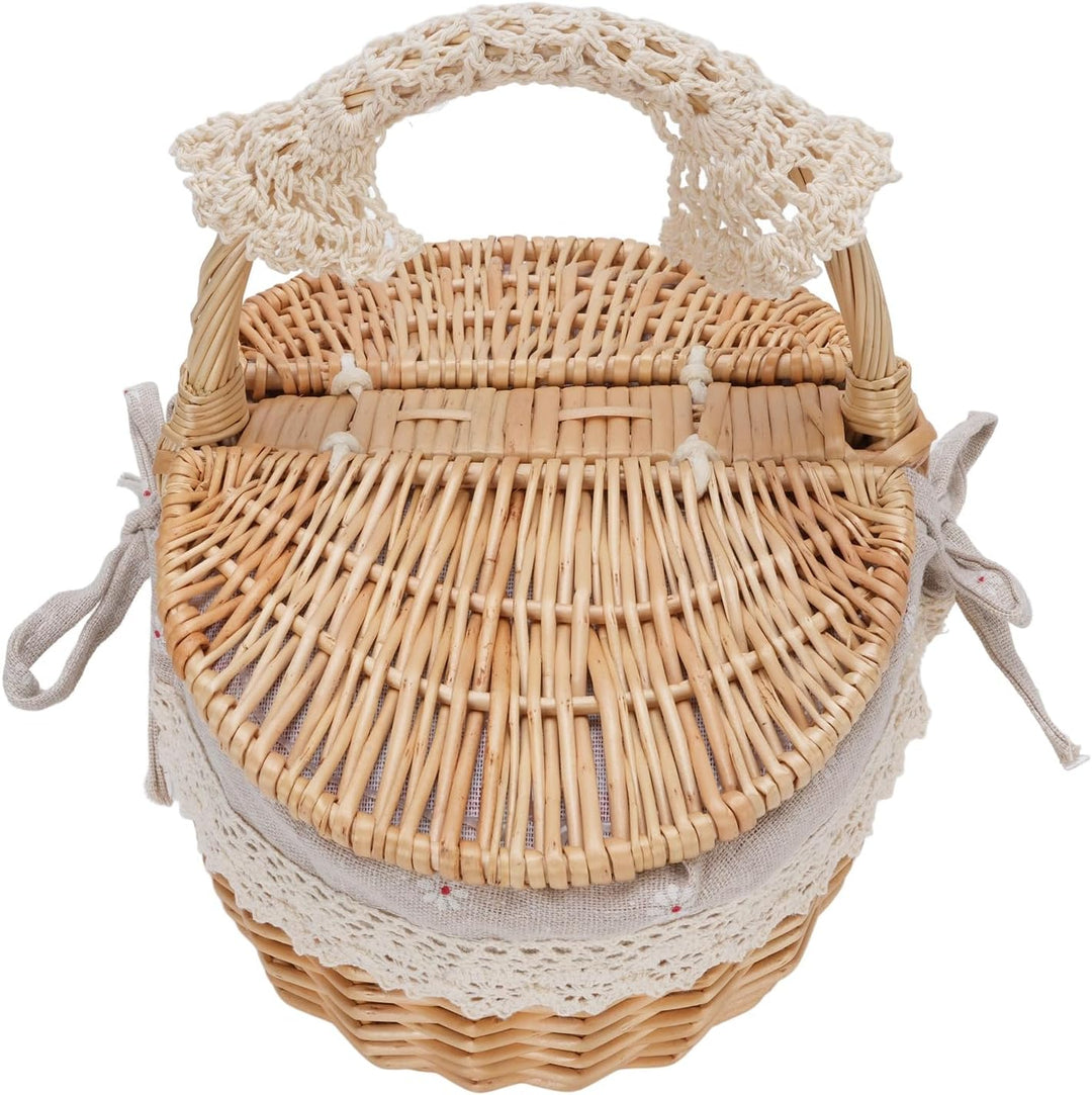 Wicker Picknick Korb, Abnehmbare Liner, Grosse Kapazität Hamper für Picknicks, Camping, Familien Ver