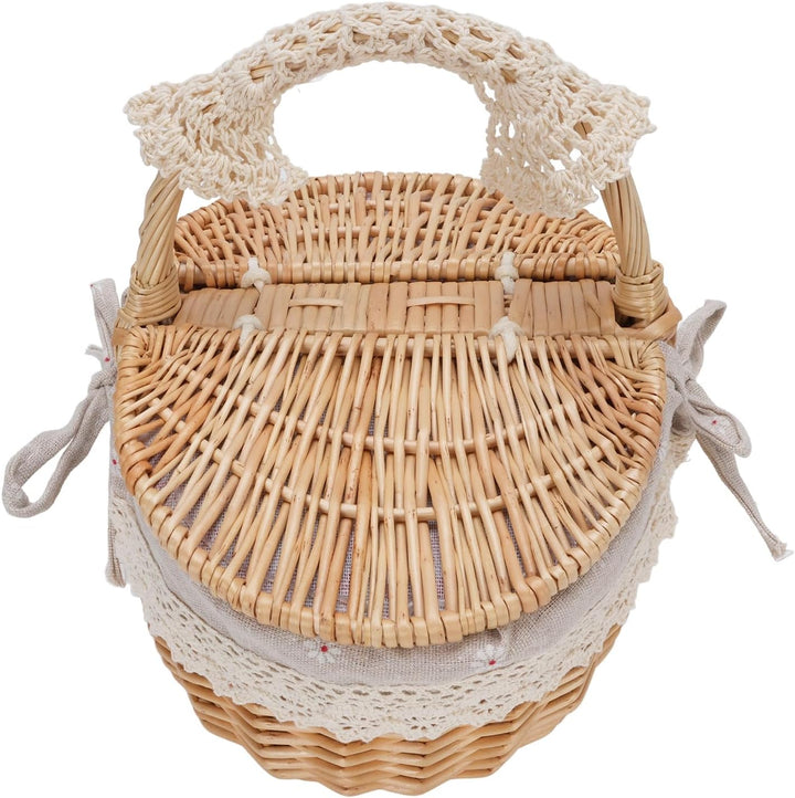 Wicker Picknick Korb, Abnehmbare Liner, Grosse Kapazität Hamper für Picknicks, Camping, Familien Ver