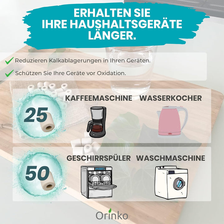 ORINKO® EM Keramikperlen Grau x150 - Wasserfilter zur Reduzierung von Kalk & Mikroorganismen - EM Ke