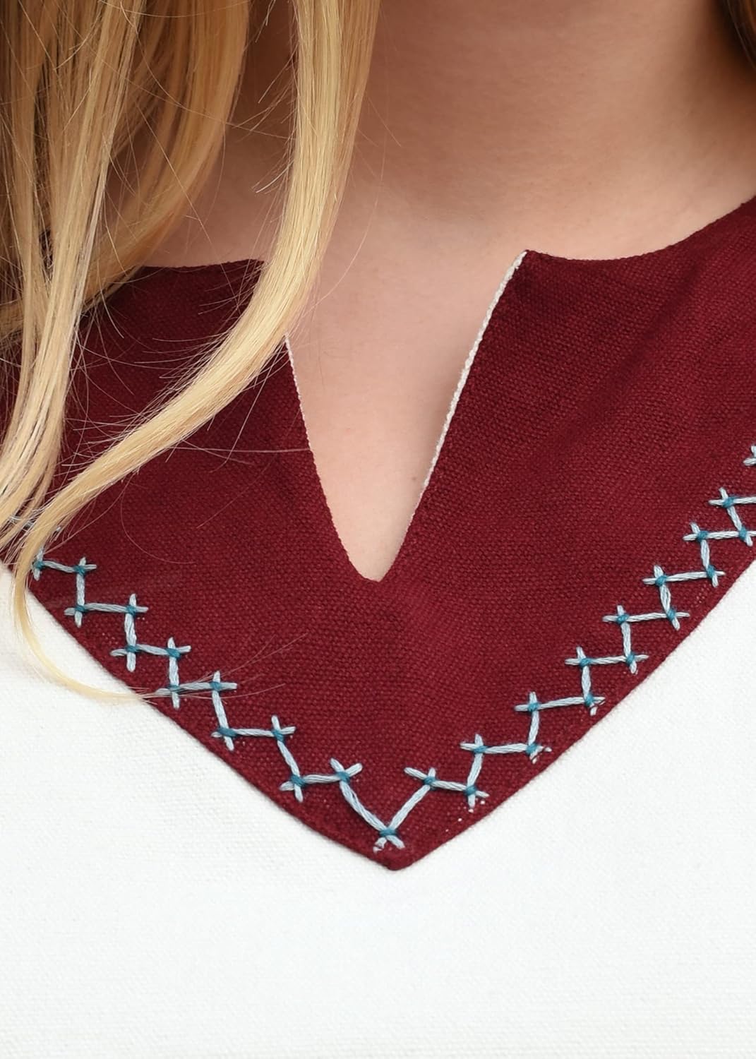 Battle-Merchant Langarm Mittelalter Kleid Jona mit Gürtel für Damen aus Baumwolle | LARP Wikingerkle