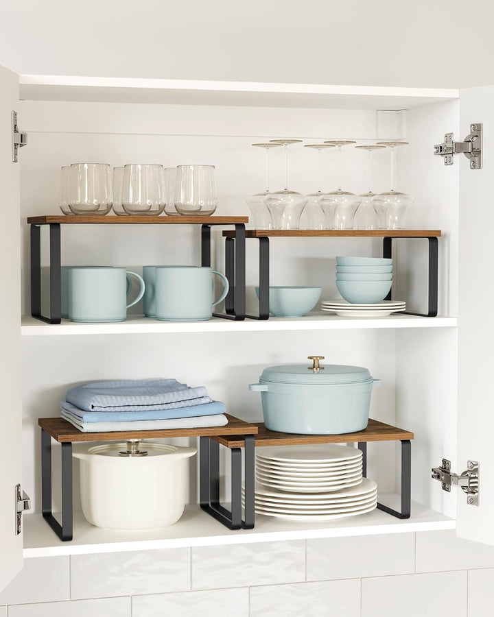 SONGMICS Gewürzregal, 2er Set, Küchenregal, Küchen-Organizer, erweiterbar, Gewürzhalter, stapelbar,