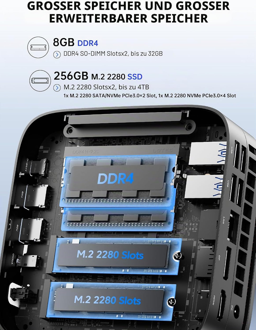 Mini PC, Intel Celeron N5105 2.9GHz 16GB RAM 512GB SSD M.2 Micro Desktop Computer, 4K UHD, WLAN, Gig