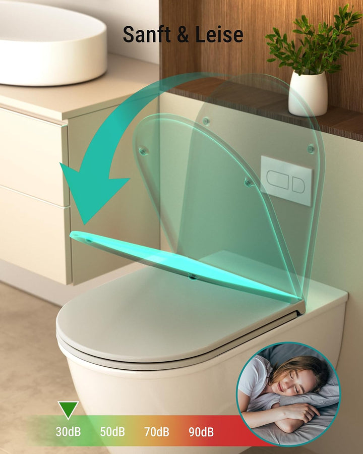 HySail Hochwertiger Toilettendeckel mit Absenkautomatik, Schnellverschluss und Hygienischer Oberfläc