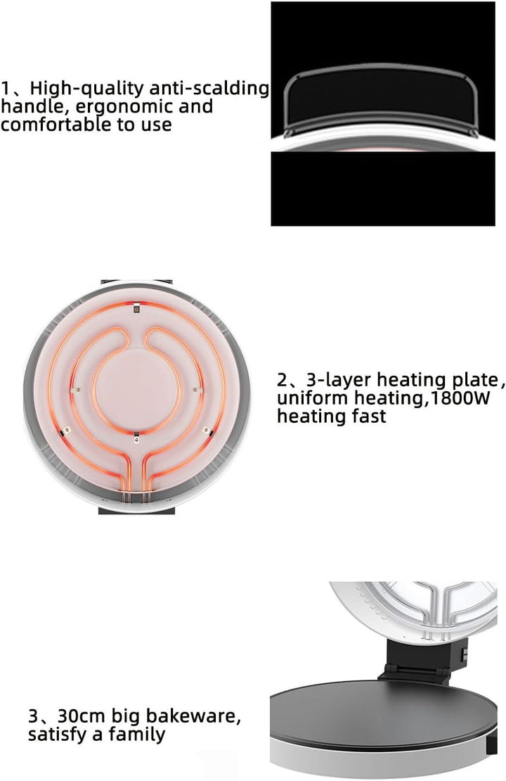 12 Zoll Elektro Pizzaofen Steinofen Elektrisch Pizza Ofen mit 2000 W Leistung Pizzamaschine für den