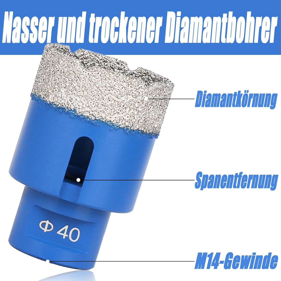 12 Stück/Satz Diamant Fliesenbohrer Set, 6–68mm M14 Gewinde Vakuumgelöteter Diamantbohrer Set mit 3/